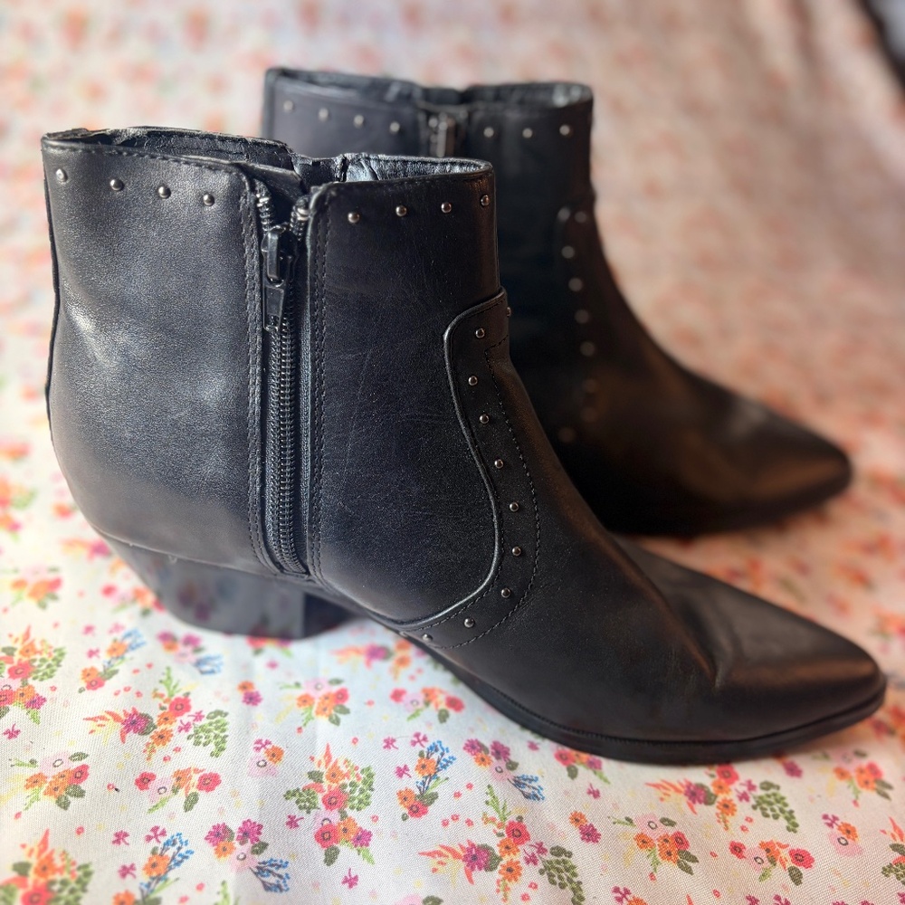 Marc Fisher Wanida Studded Western Booties - Black - Size 8
